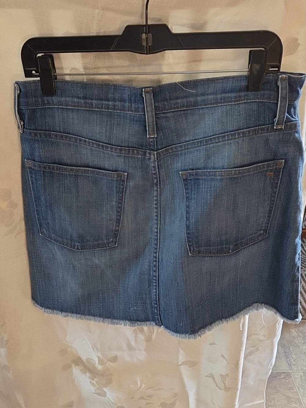 Madewell Blue Denim Mini Skirt with Frayed Hem